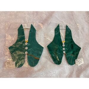 NWT Wine Bottle Cover - Lot 2 Green Vests Host Gift Decor Pocket Chain Buttons